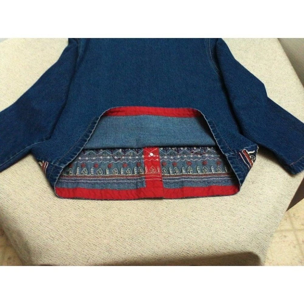 Jane Ashley Women's Shirt Embroidered Denim Cotton Long Sleeve Medium Blue Large - Picture 6 of 16